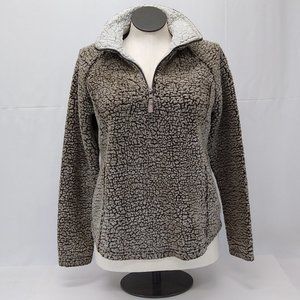 Cozy Sherpa Ladies Medium Raglan Sleeves 1/4 Zip Pullover Jacket Warm Faux Fur